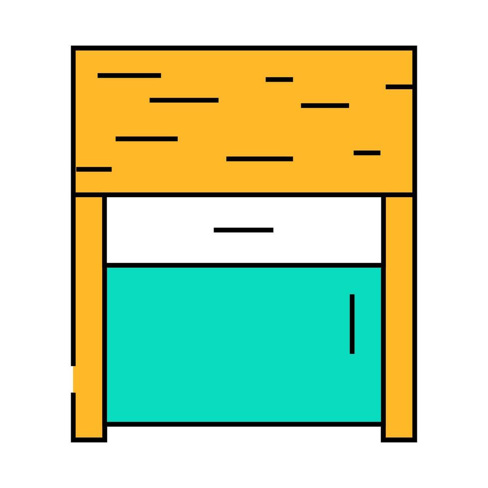 bedside table top view icon color illustration vector