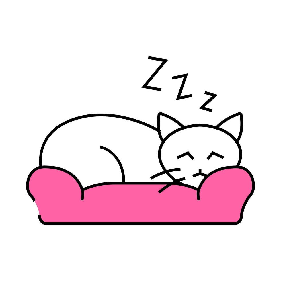 slumbering cat sleep night icon color illustration vector