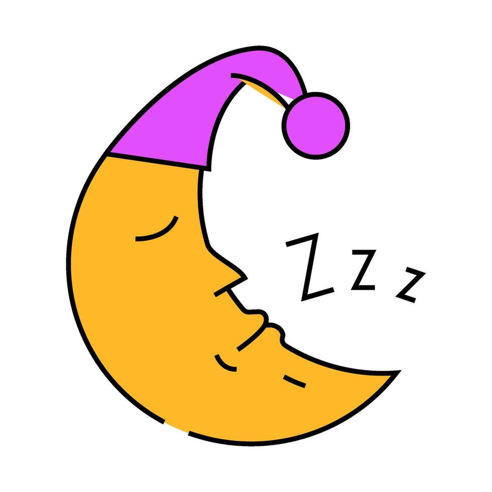 sleeping moon sleep night icon color illustration vector
