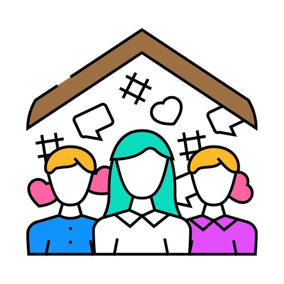 community building social media icon color illustration vector