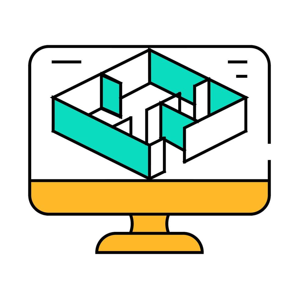 3d modeling architectural drafter icon color illustration vector