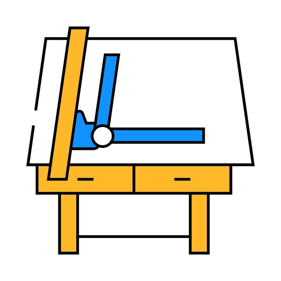 drafting table architectural drafter icon color illustration vector