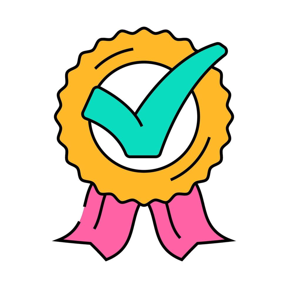 medal check mark icon color illustration vector