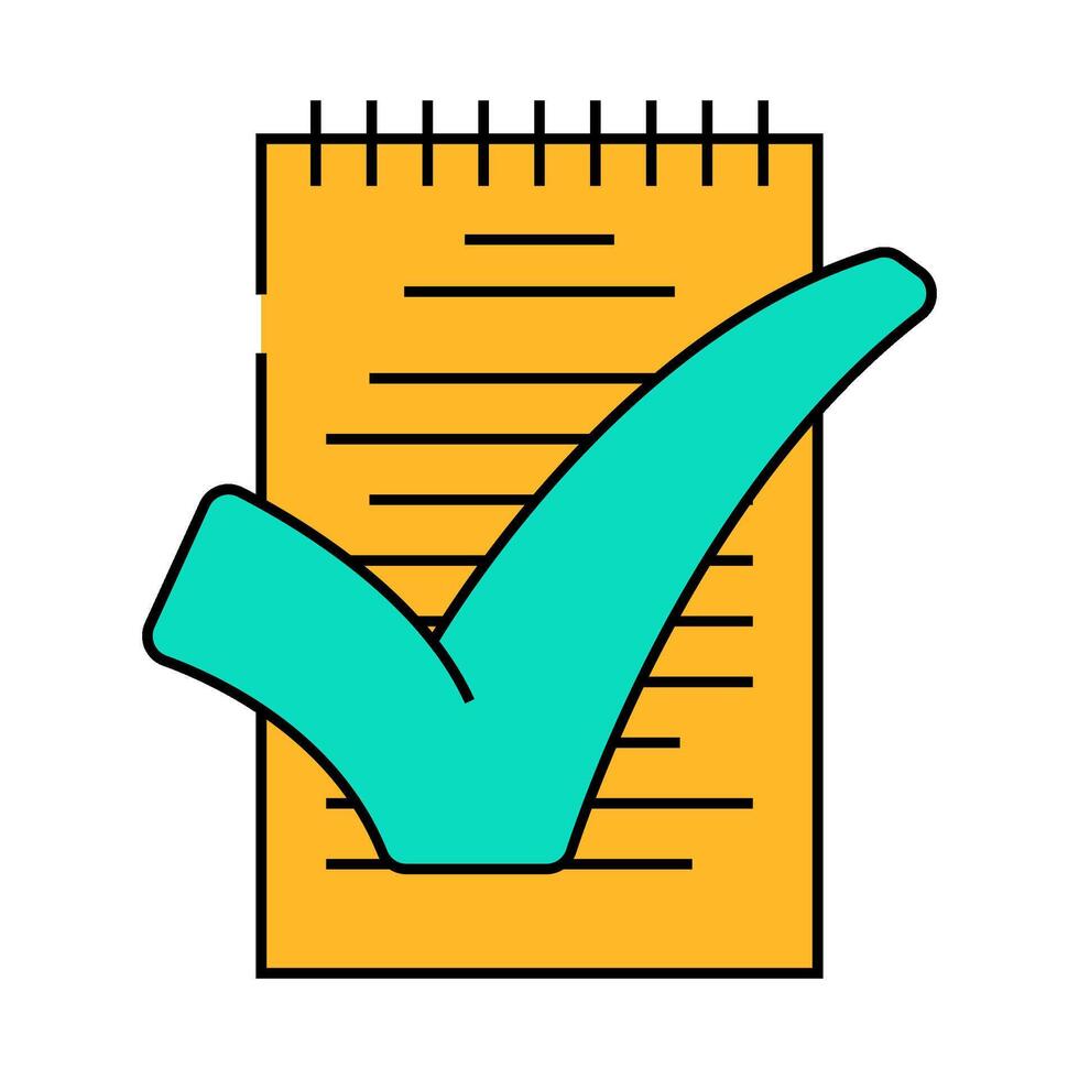 notepad check mark icon color illustration vector