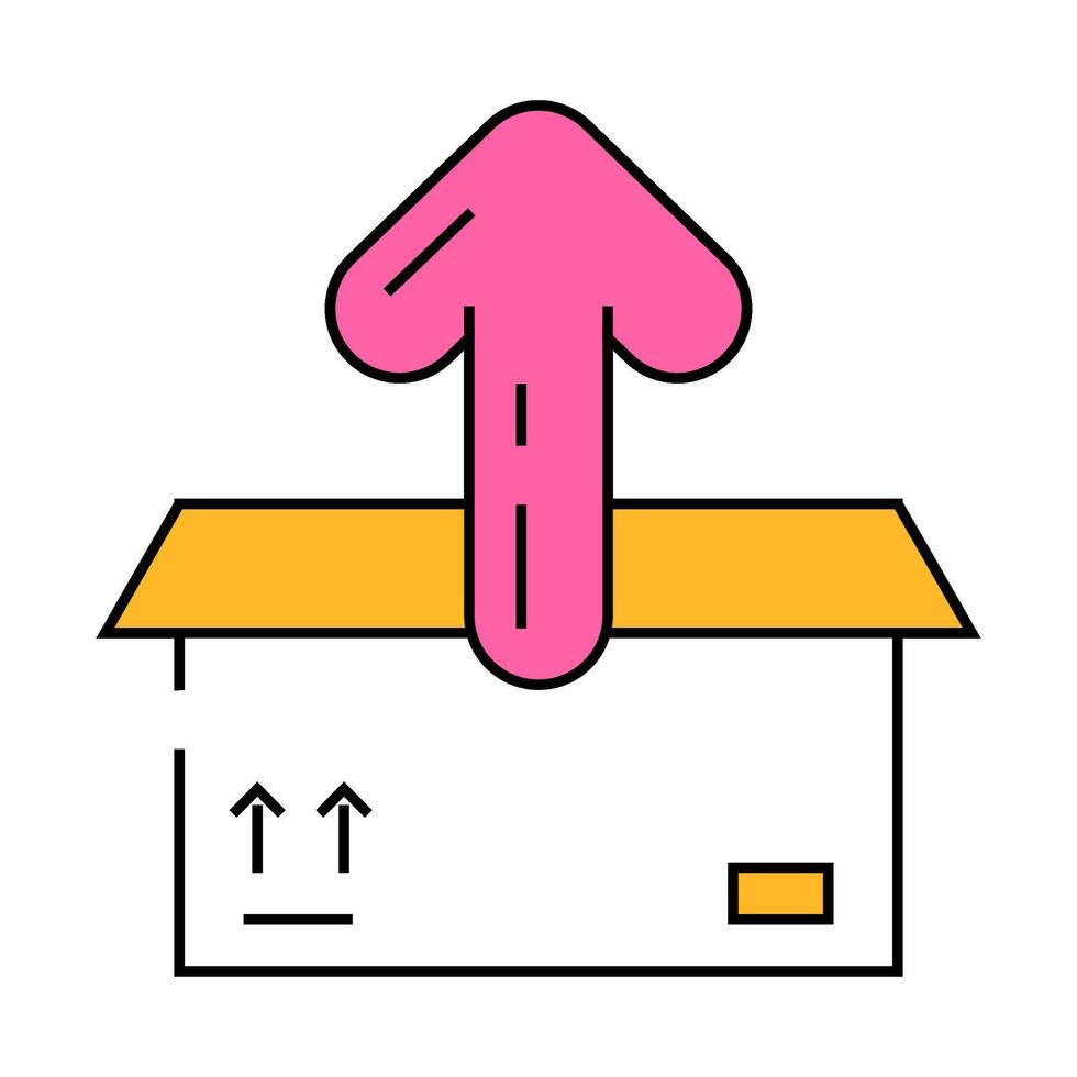 open box unpacking loading contents icon color illustration vector