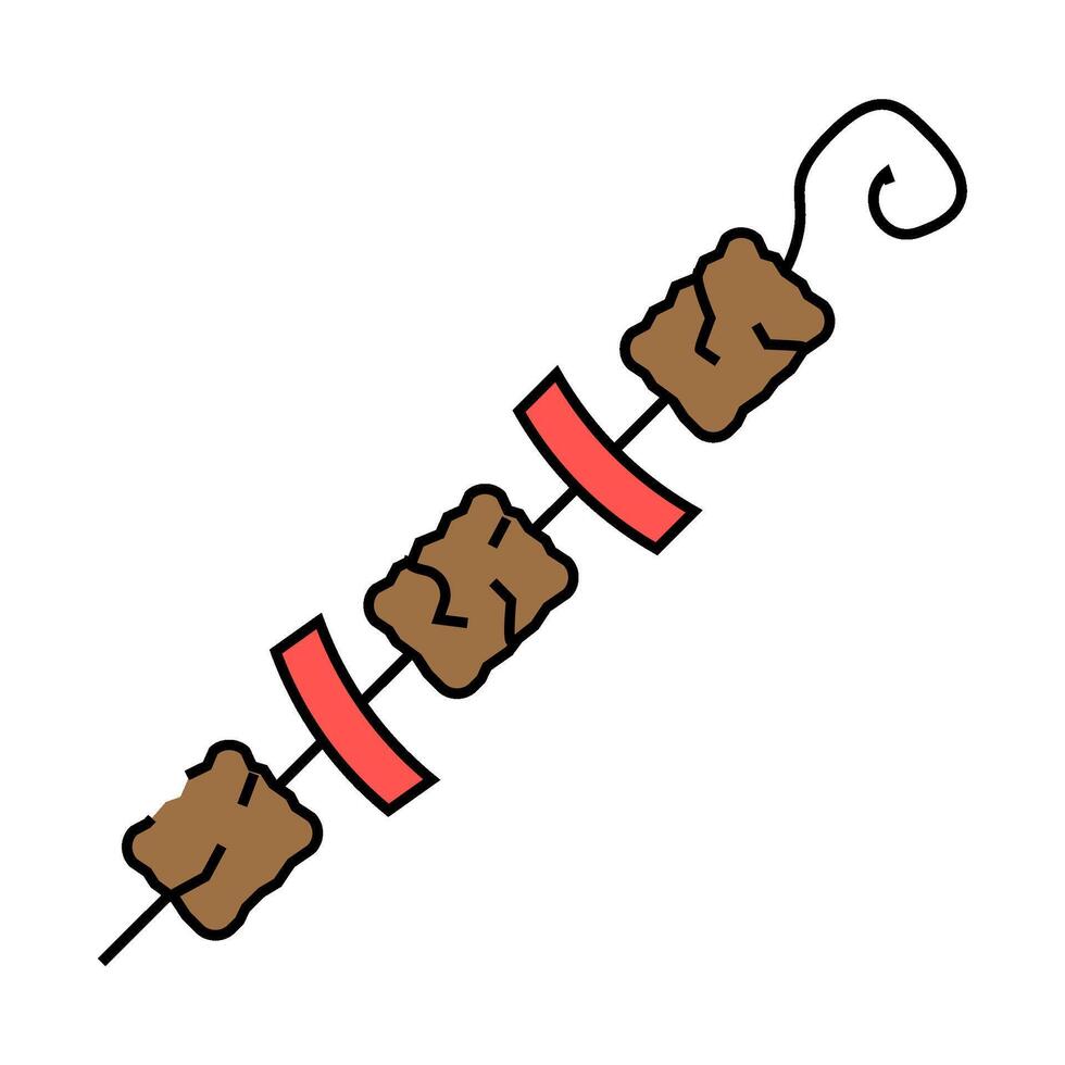 kebab skewer turkish cuisine icon color illustration vector