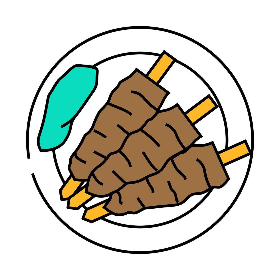 adana kebab turkish cuisine icon color illustration vector