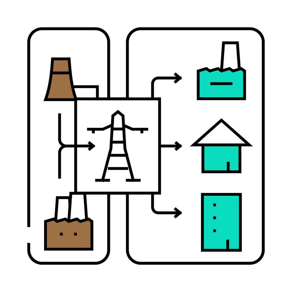 distributed generation electric icon color illustration vector