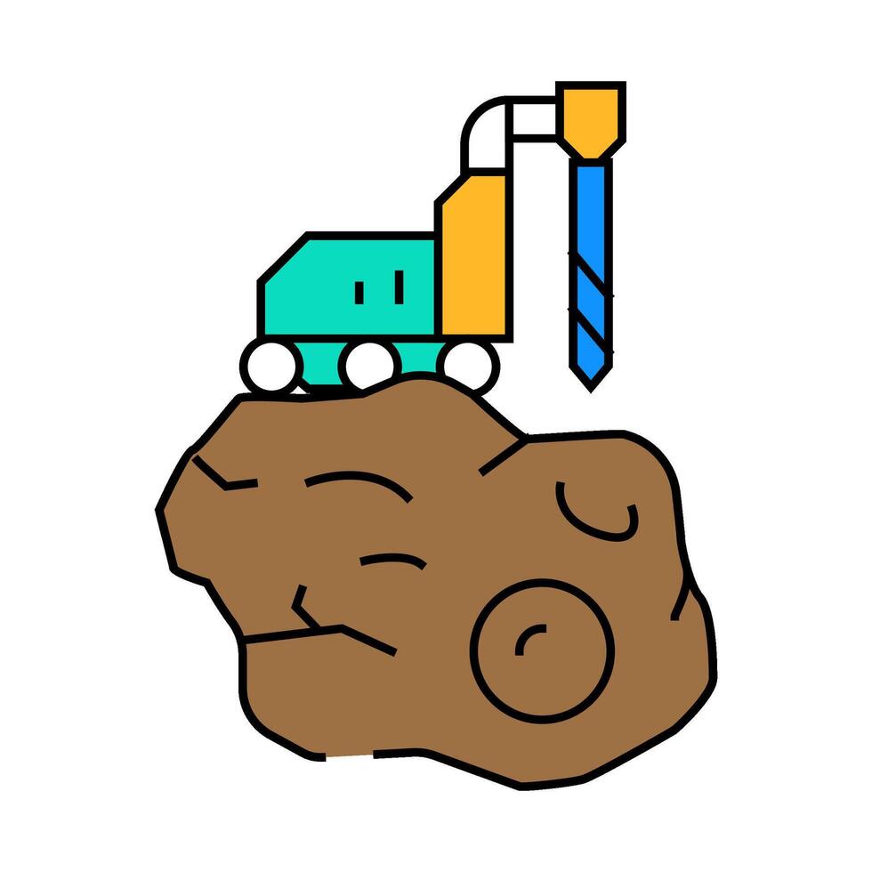 asteroid mining space exploration icon color illustration vector