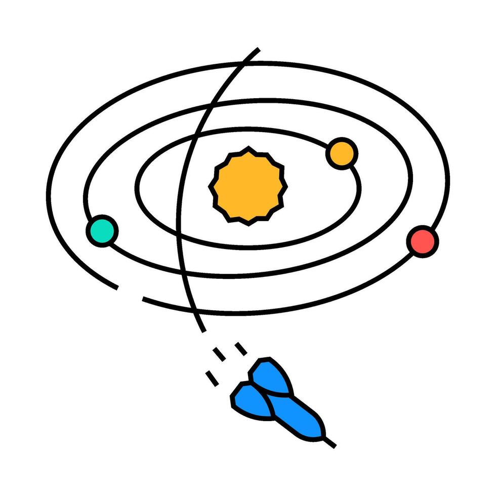 interstellar travel space exploration icon color illustration vector