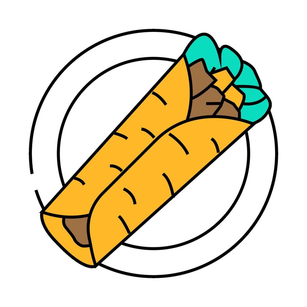 gyro wrap greek cuisine icon color illustration vector