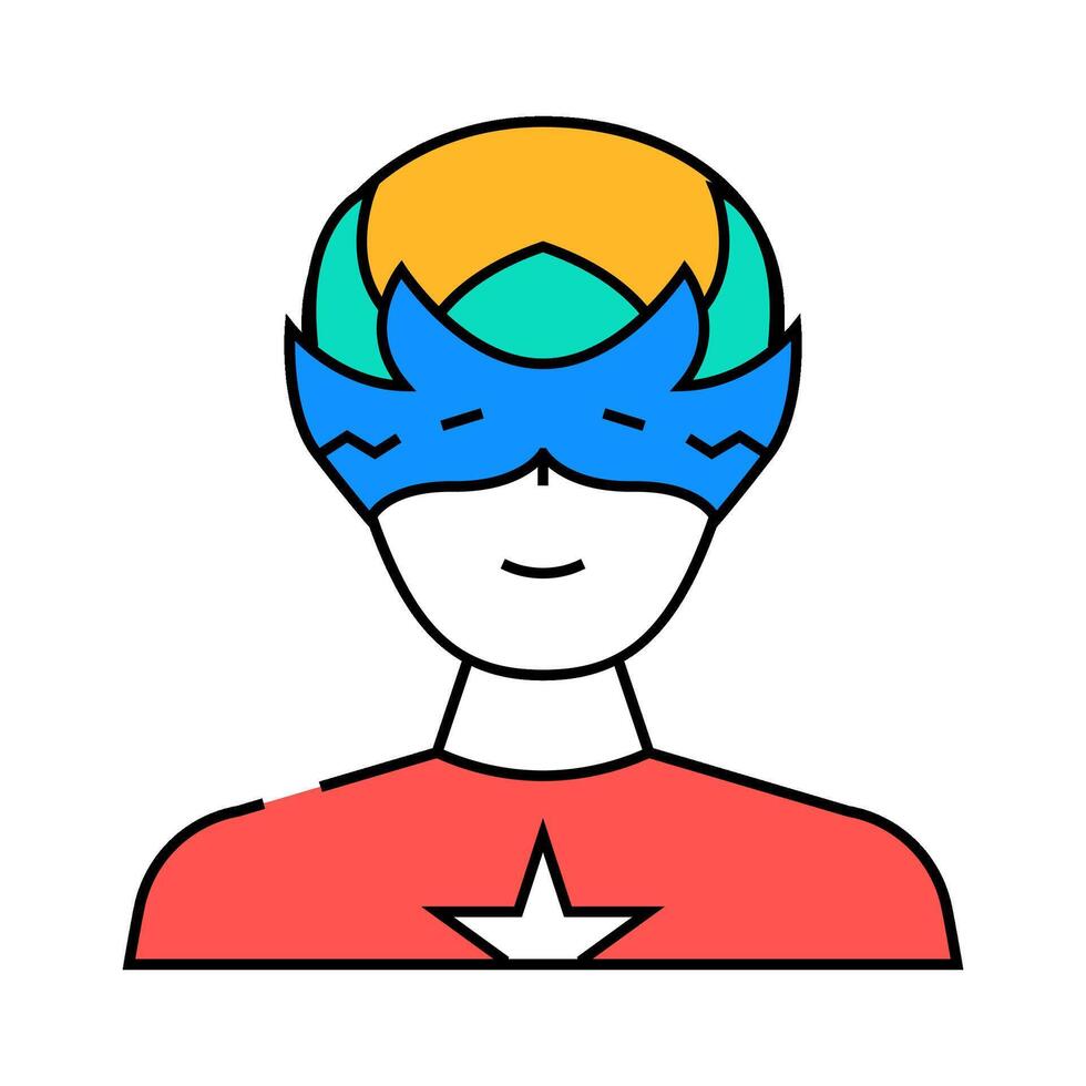 hero mask face icon color illustration vector