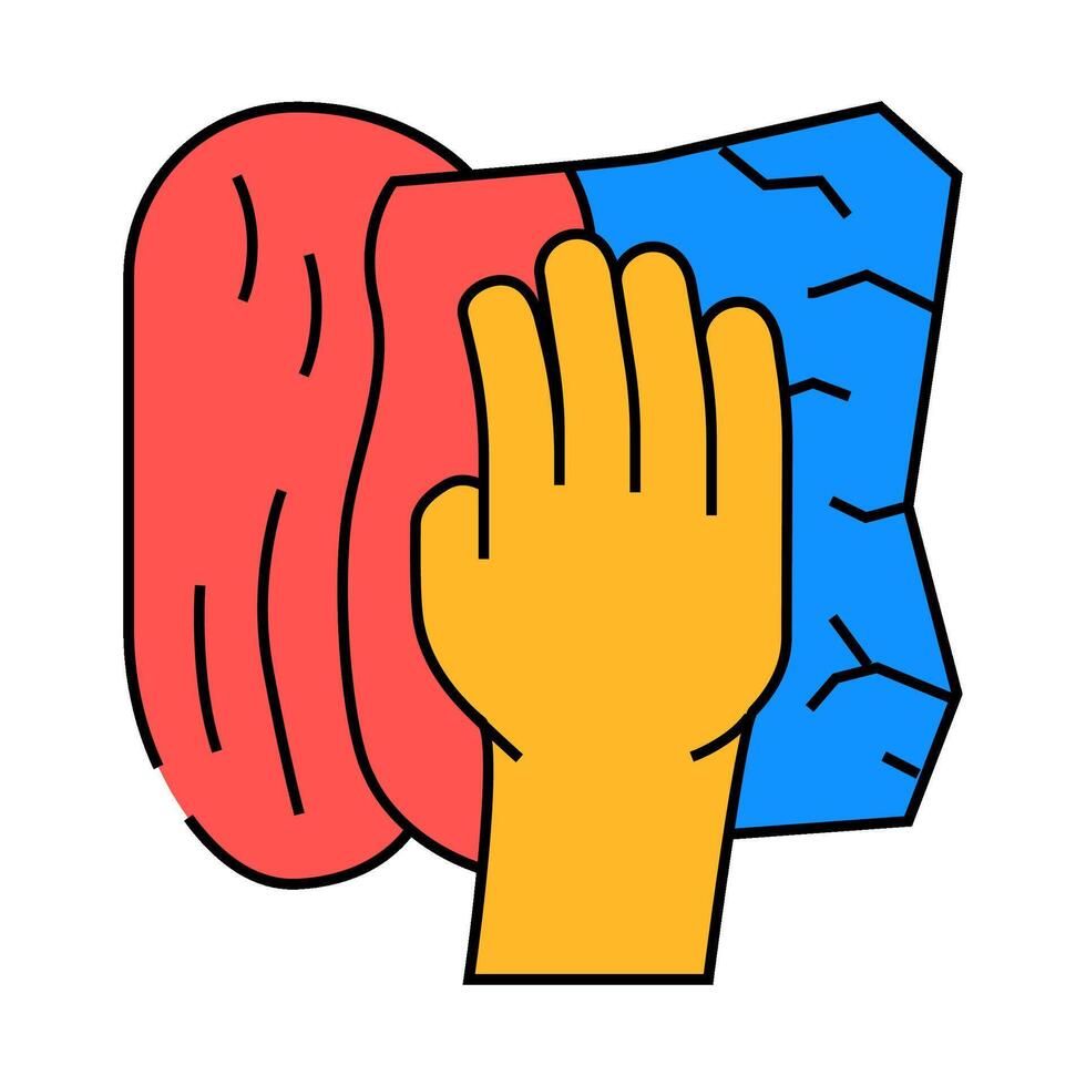 soaking spills with paper towel icon color illustration vector