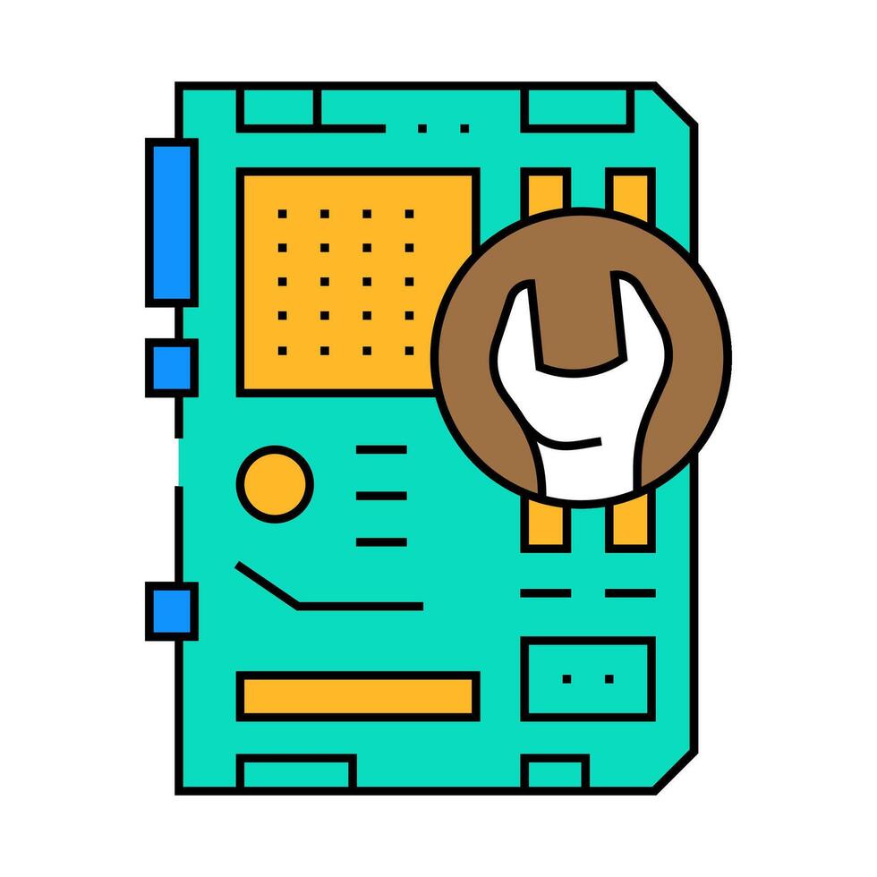 motherboard repair computer icon color illustration vector
