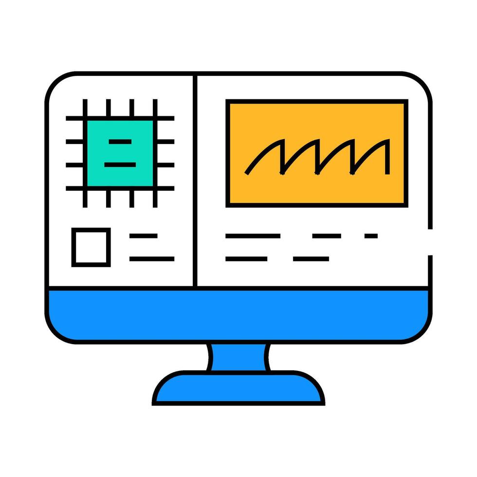 hardware diagnosis repair computer icon color illustration vector