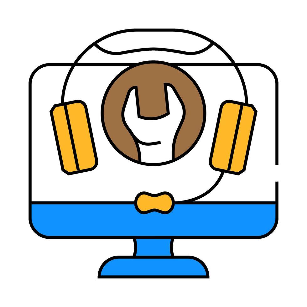 remote assistance repair computer icon color illustration vector