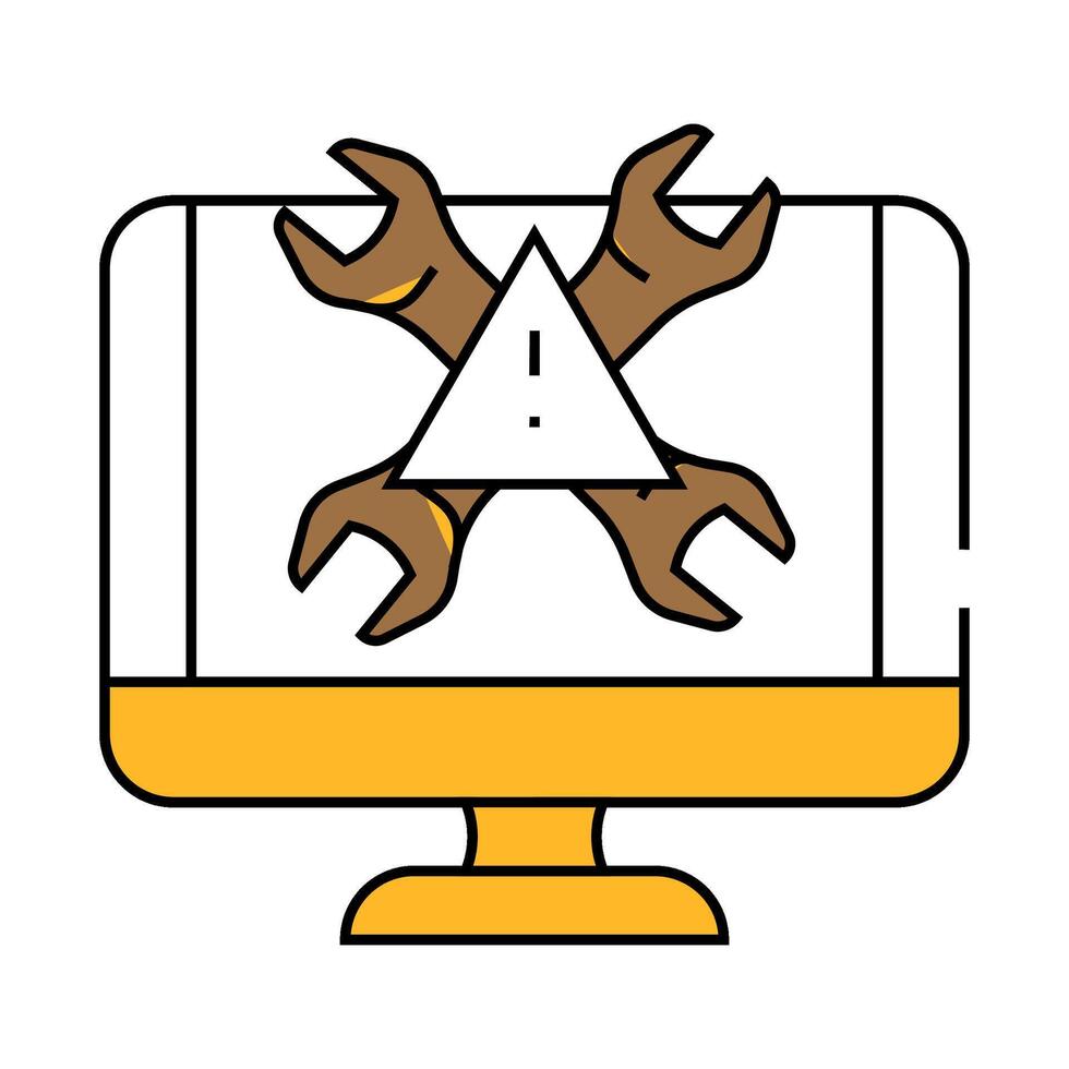 troubleshooting pc repair computer icon color illustration vector