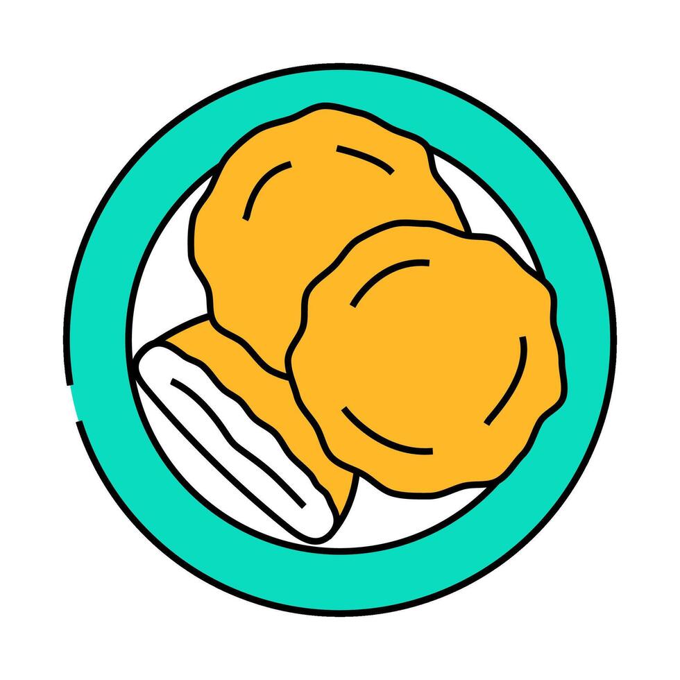 hotteok dessert korean cuisine icon color illustration vector