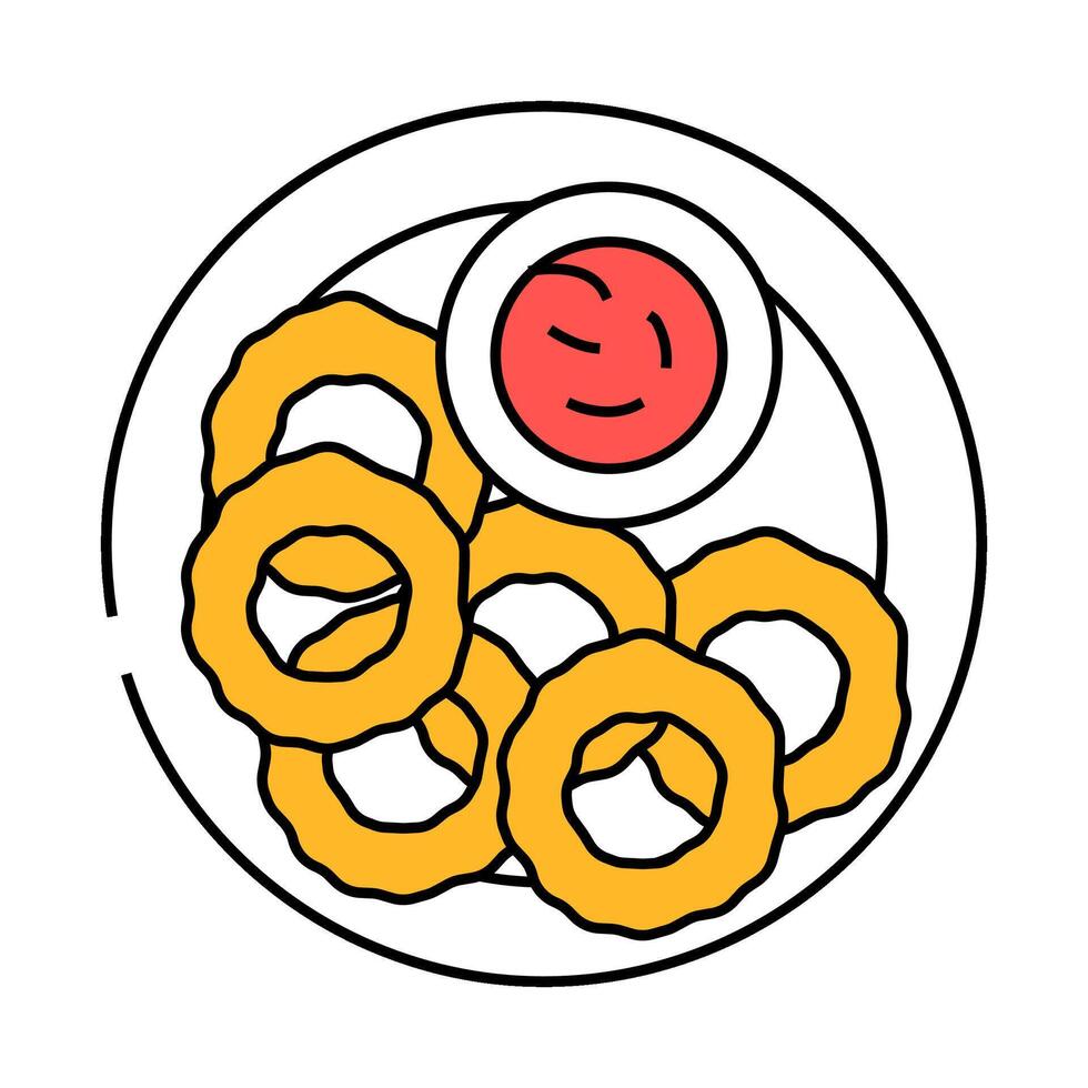 calamari rings sea cuisine icon color illustration vector