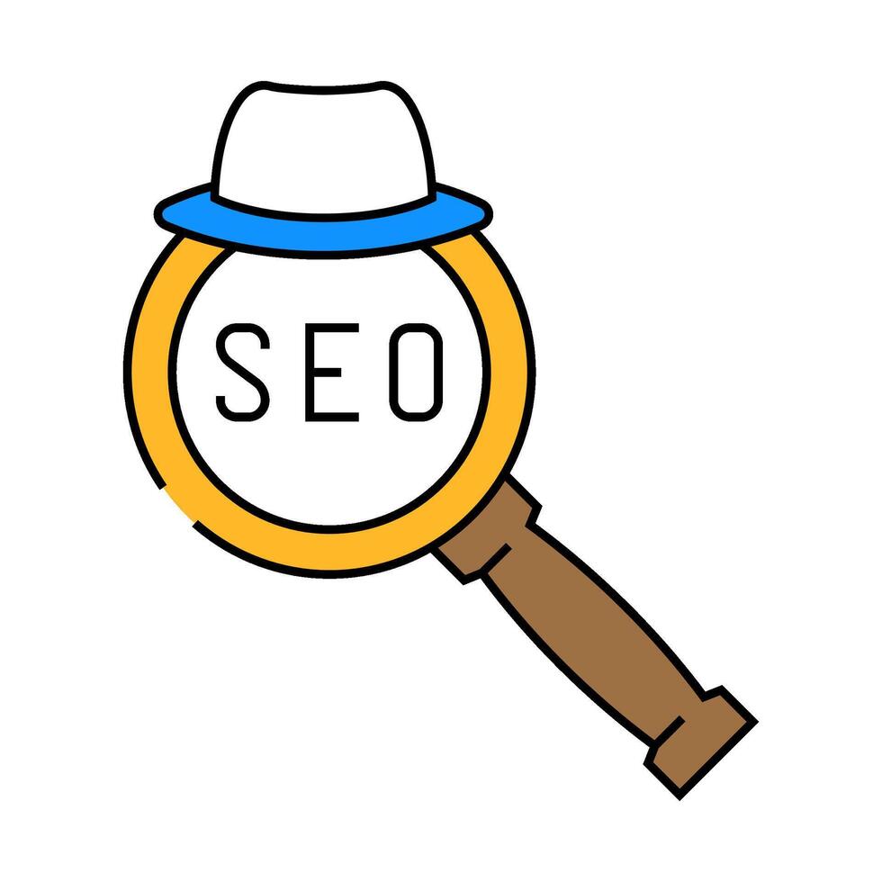 white hat seo icon color illustration vector