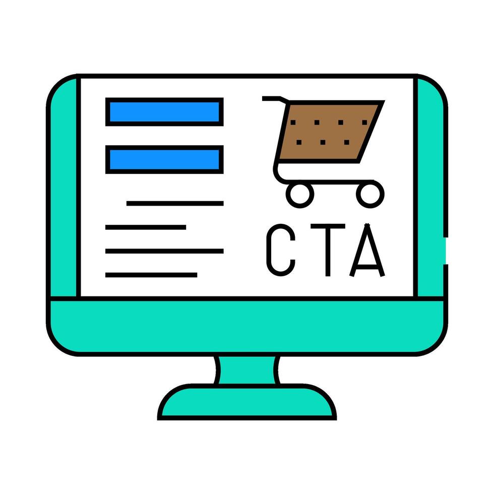 llamada a acción cta ux ui icono color ilustración vector