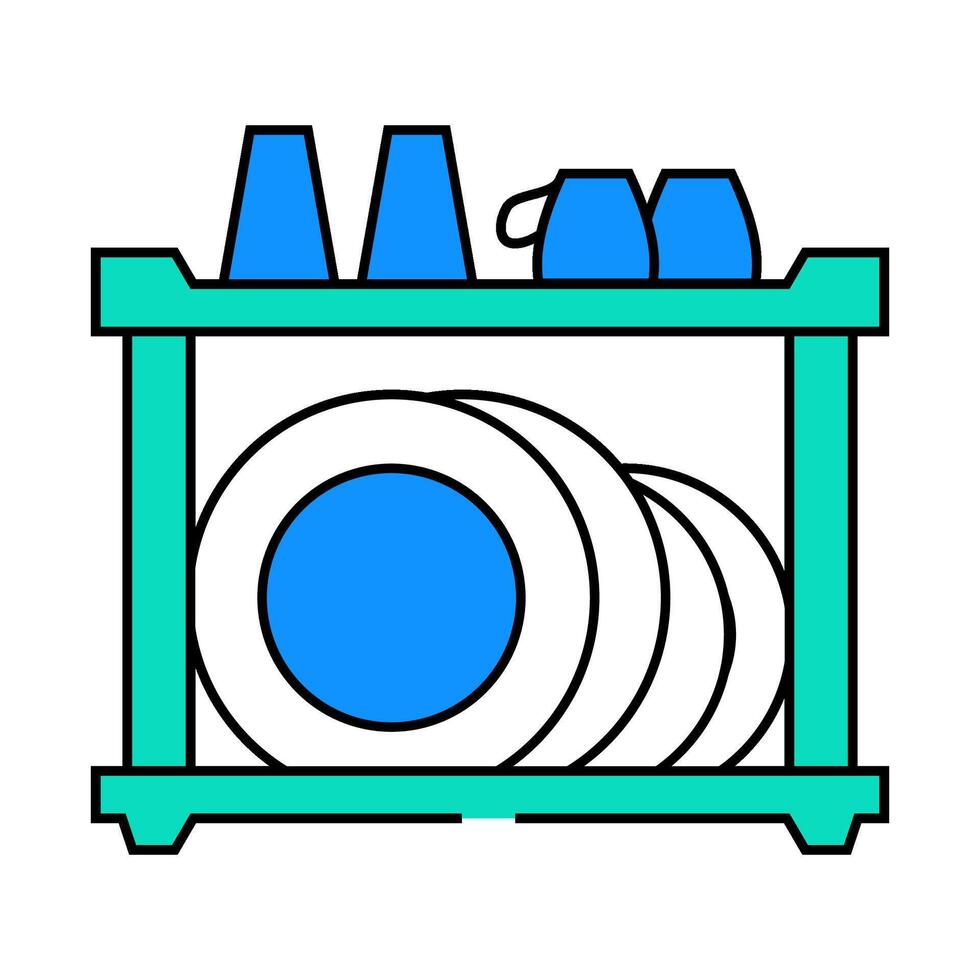dish rack restaurant equipment icon color illustration vector
