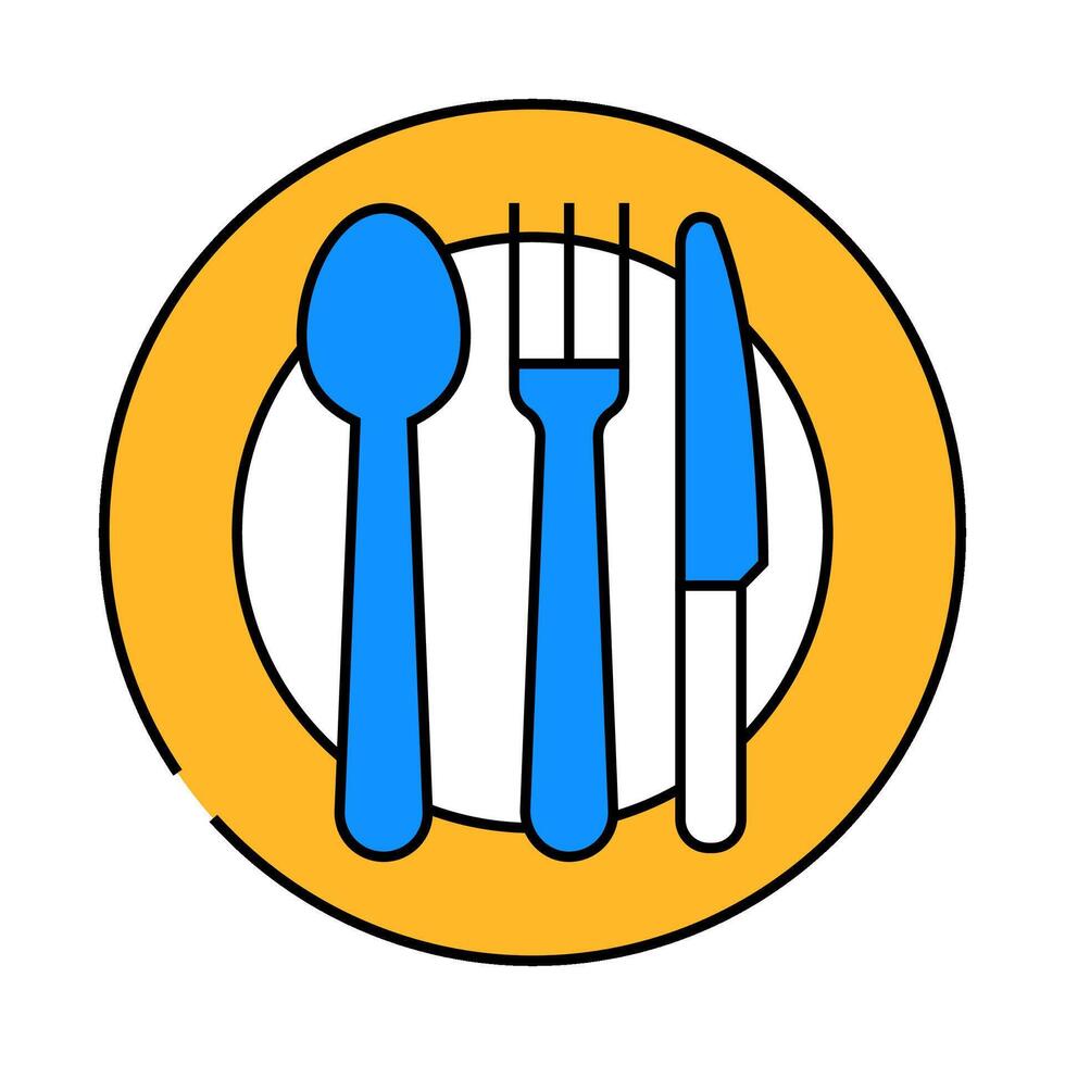 flatware restaurant equipment icon color illustration vector