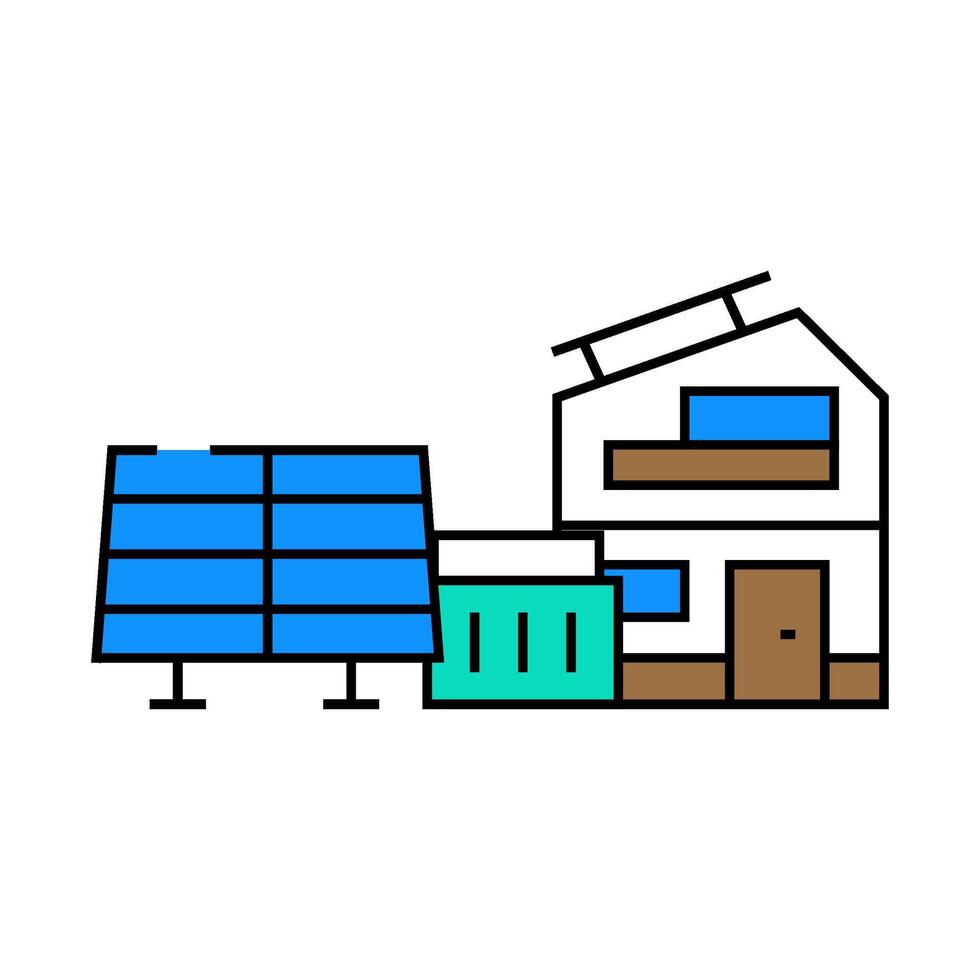 off grid solar panel icon color illustration vector
