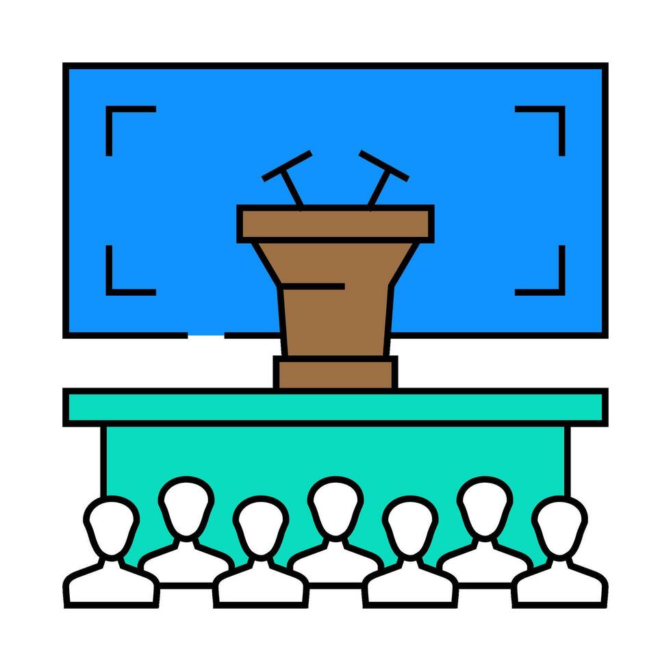 panel discussion icon color illustration vector