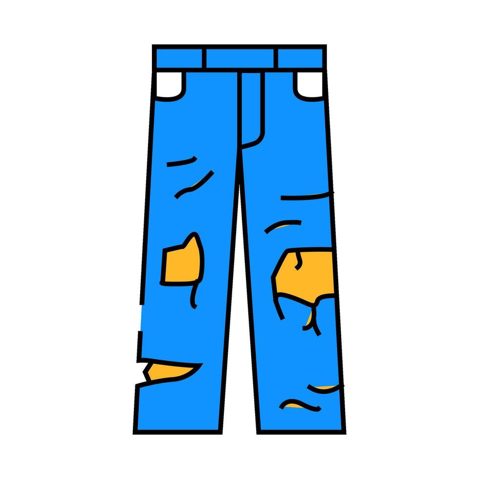 distressed jeans streetwear cloth fashion icon color illustration vector
