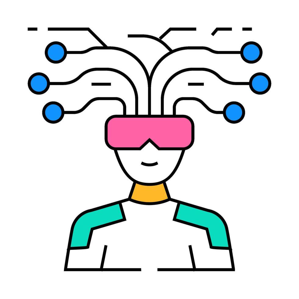 futurism tech enthusiast icon color illustration vector