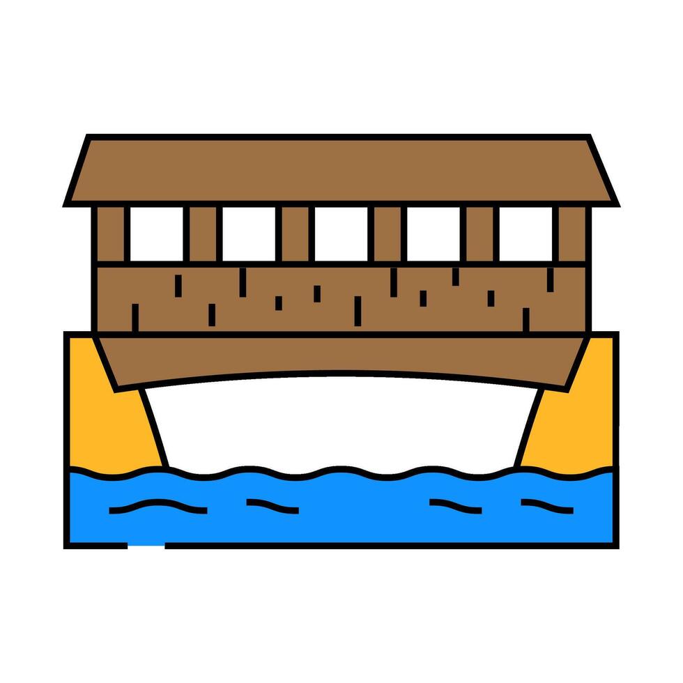 covered bridge icon color illustration vector