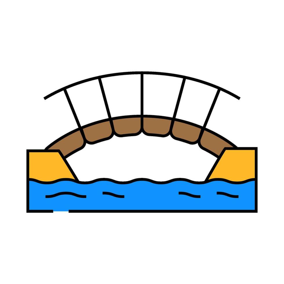 wooden bridge icon color illustration vector