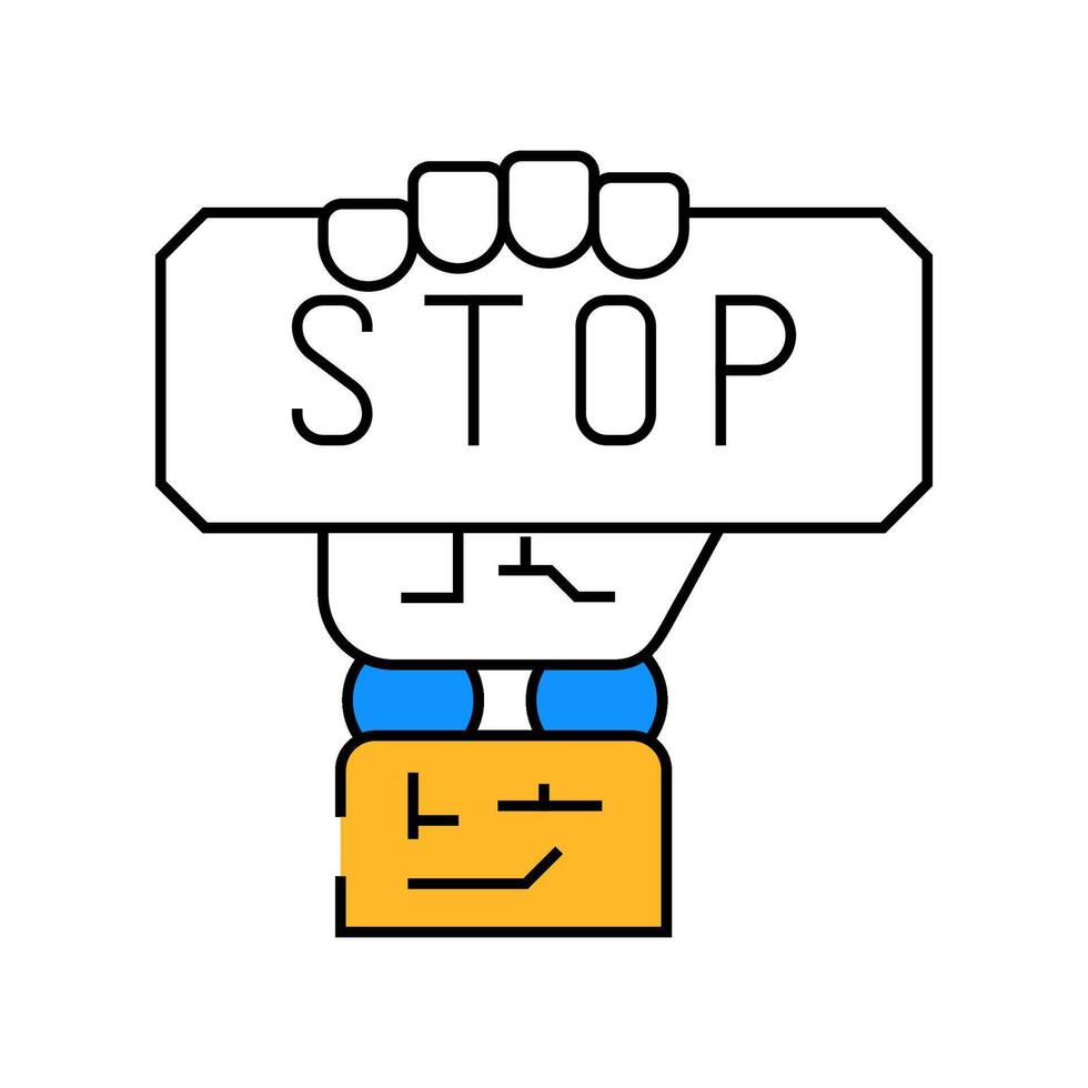 stop robot hand gesture icon color illustration vector