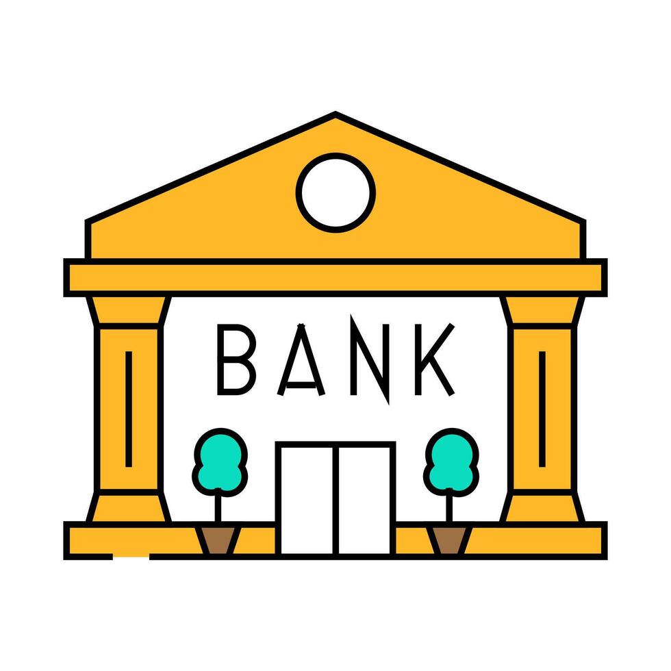 cityscape bank building icon color illustration vector