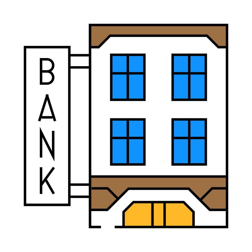 financial bank building icon color illustration vector