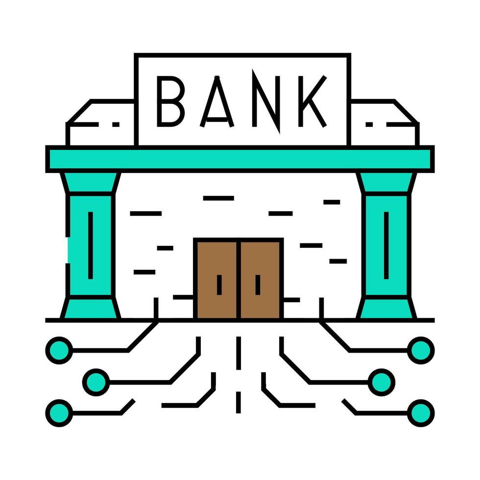currency bank building icon color illustration vector