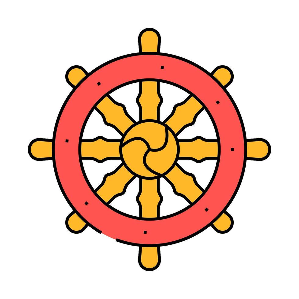 dharma wheel dharmachakra icon color illustration vector