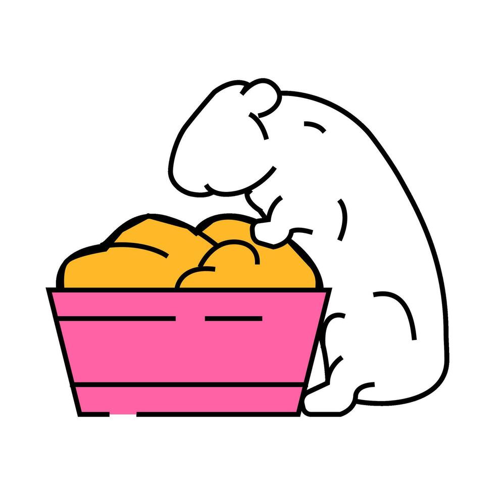 hamster with food pet icon color illustration vector