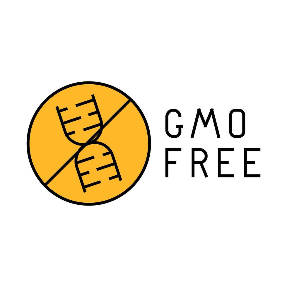 gmo free product label warning icon color illustration vector