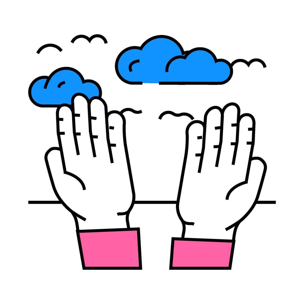 hand reaching sky progress icon color illustration vector
