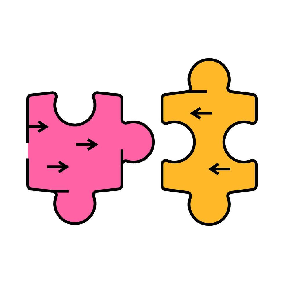 puzzle pieces coming together progress icon color illustration vector