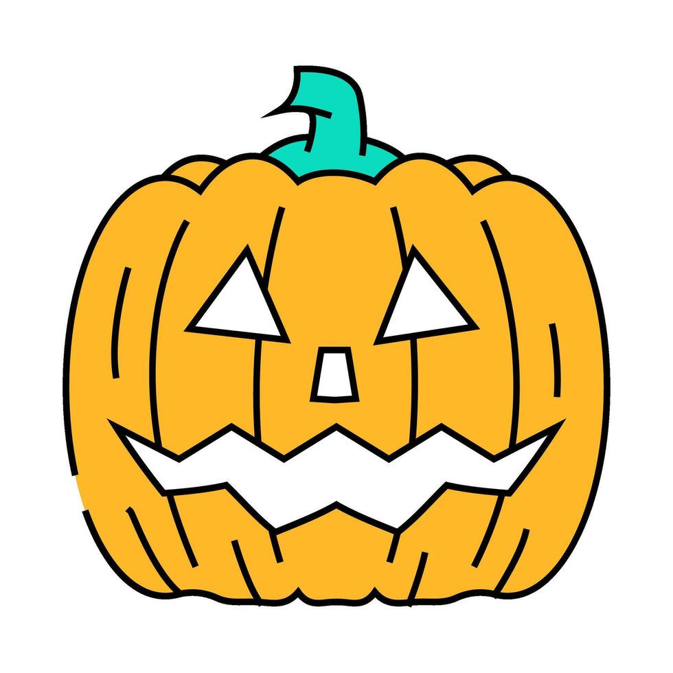 pumpkin carving autumn icon color illustration vector