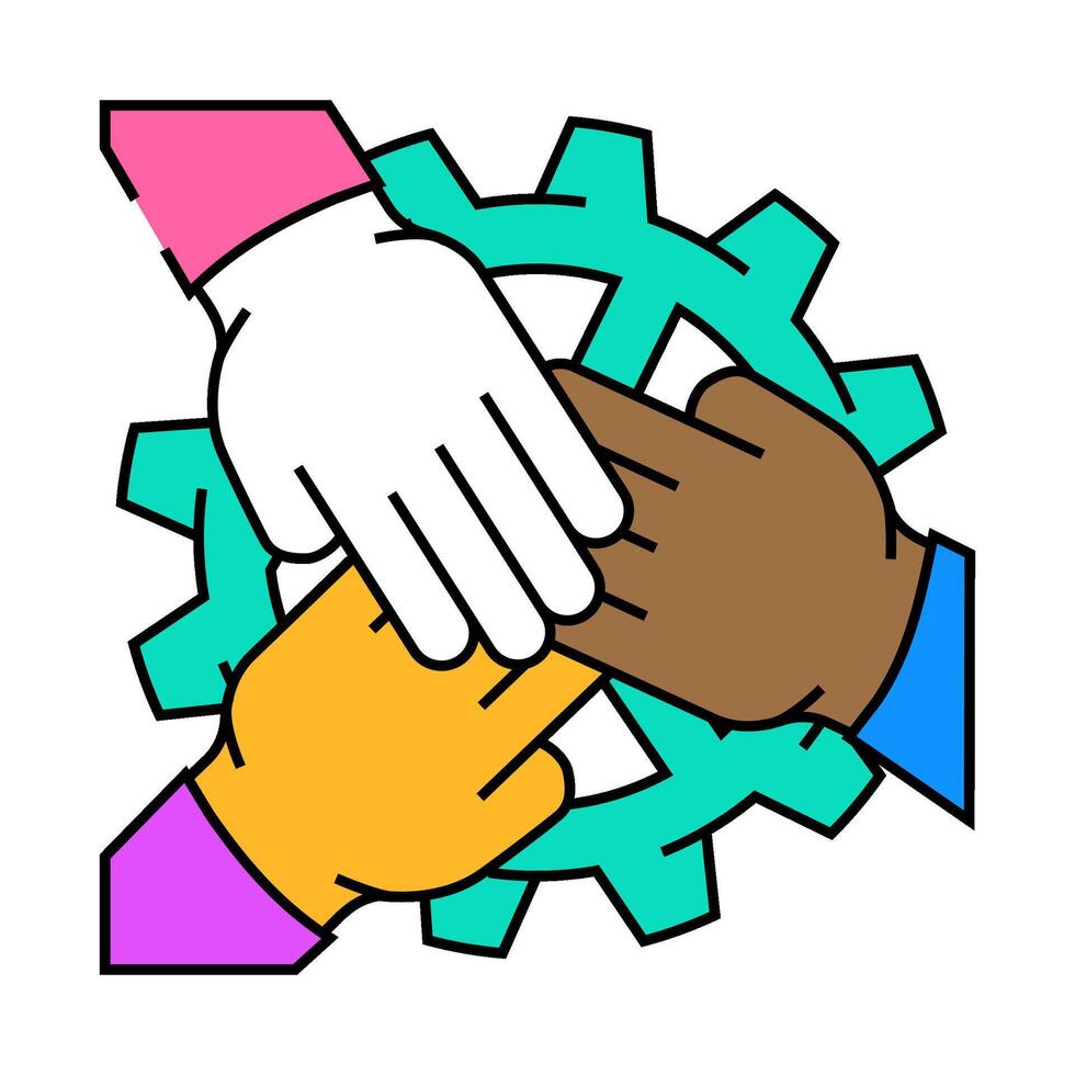 employee engagement business process icon color illustration vector