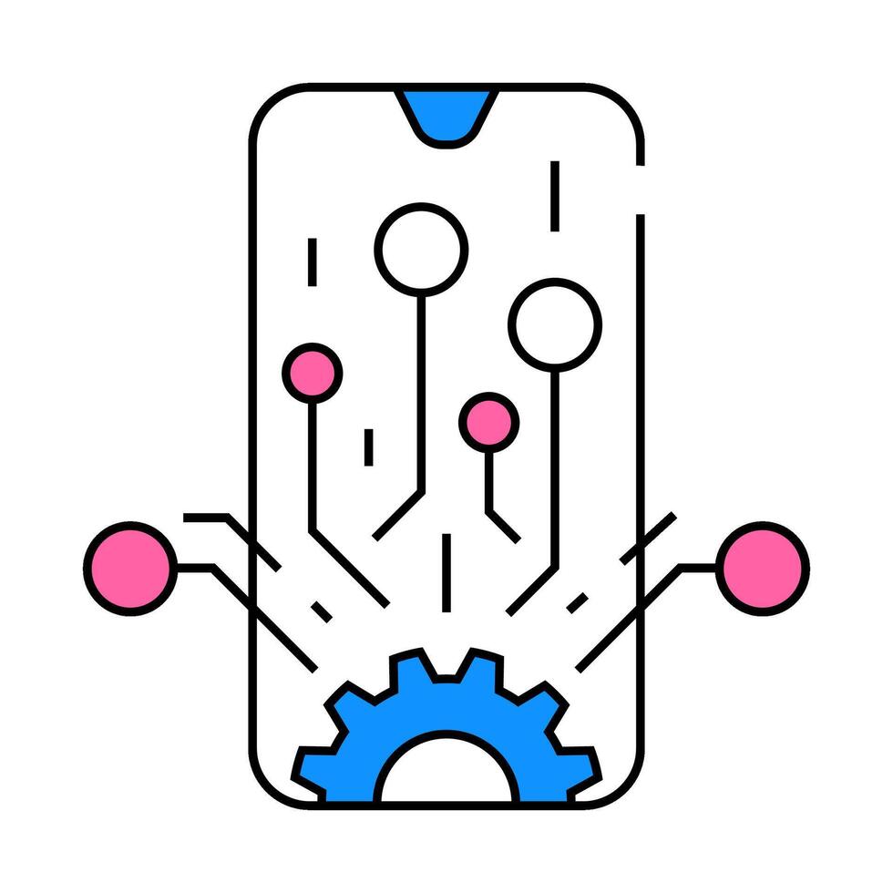 mobile technology business process icon color illustration vector