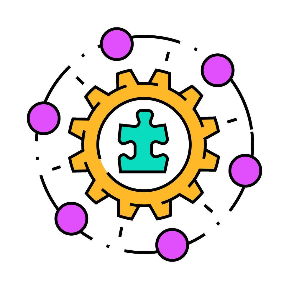 system integration business process icon color illustration vector