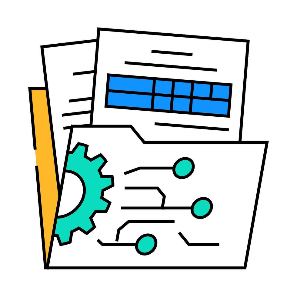 data governance business process icon color illustration vector