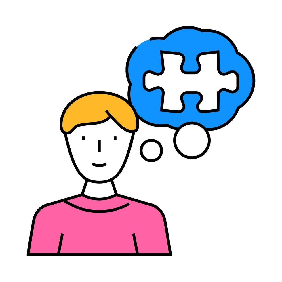 problem solving business process icon color illustration vector