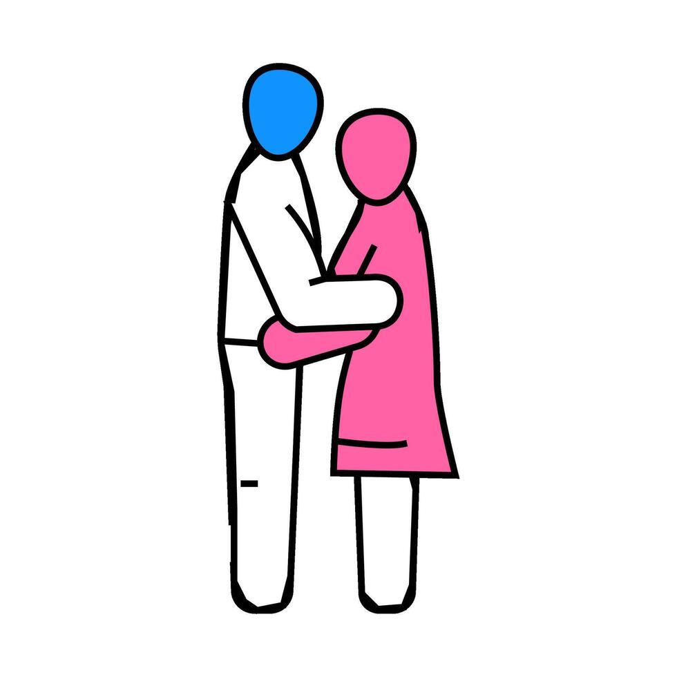 couple embracing love icon color illustration vector