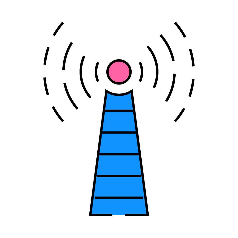 electromagnetic interference label icon color illustration vector